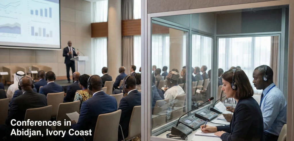 une image d'interprètes de conférence à Abidjan